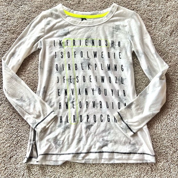 Kind Is Cool - Girls (L) FRIENDS FOREVER Crossword Puzzle Long Sleeve Top Shirt - Picture 2 of 5